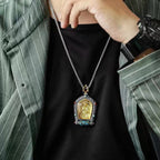 Fortune Jewel Tibet Chinese Zodiac Natal Buddha Thangka Prosperity Rotatable Dzi Bead Necklace Pendant Fortune Jewel