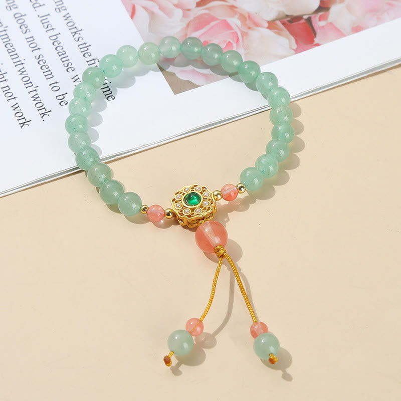 Fortune Jewel Green Aventurine Luck Bead Tassel Bracelet