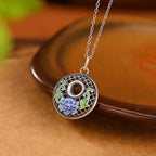 Fortune Jewel 999 Sterling Silver Koi Fish Fu Character Lotus Peace Buckle Wealth Necklace Pendant Fortune Jewel