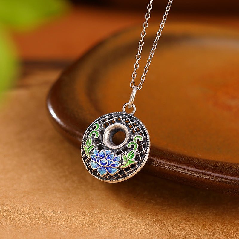 Fortune Jewel 999 Sterling Silver Koi Fish Fu Character Lotus Peace Buckle Wealth Necklace Pendant Fortune Jewel
