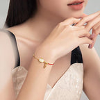 Fortune Jewel Year of the Rabbit White Jade Happiness Red String Chain Bracelet