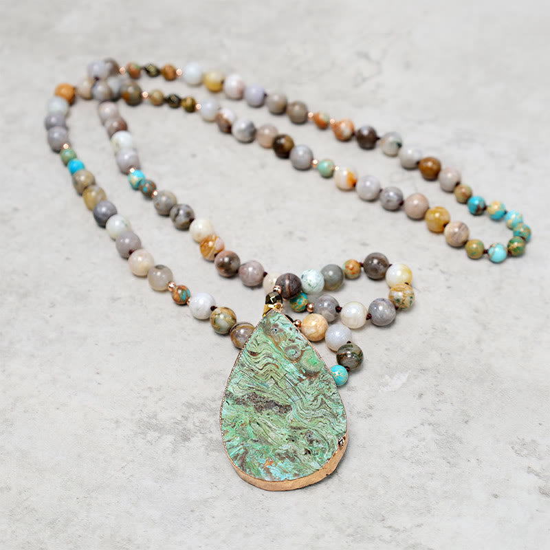 Fortune Jewel Natural Ocean Picasso Jasper Beaded Healing Neckace