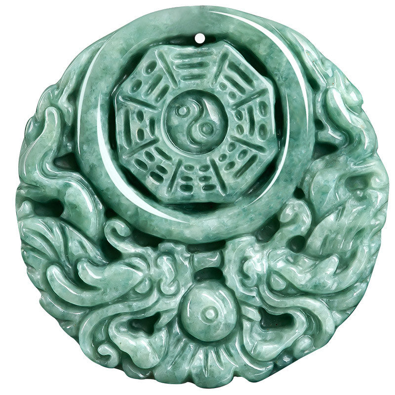 Fortune Jewel Dragon Jade Yin Yang Balance Necklace String Pendant Fortune Jewel