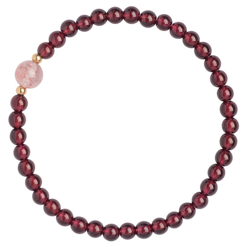 Fortune Jewel Natural Garnet Strawberry Quartz Calm Bracelet