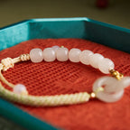 Fortune Jewel Natural Hetian Jade Bead Double Peace Buckle Fu Character Abundance Braided Bracelet