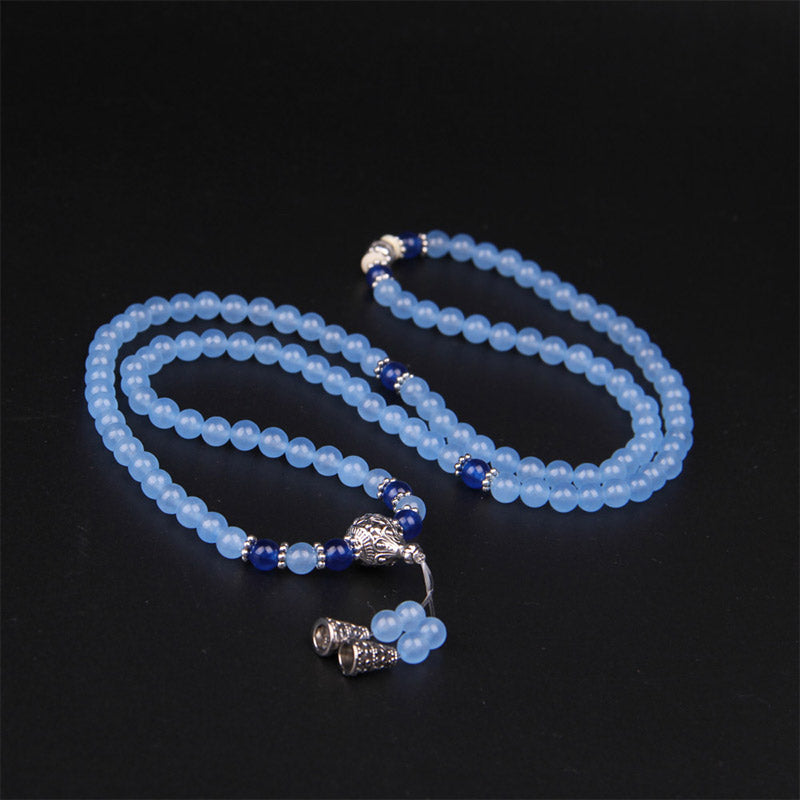 Fortune Jewel 108 Beads Blue Crystal Healing Bracelet Mala