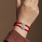 Fortune Jewel 925 Sterling Silver Yin Yang Bagua Symbol Cinnabar String Concentration Bracelet