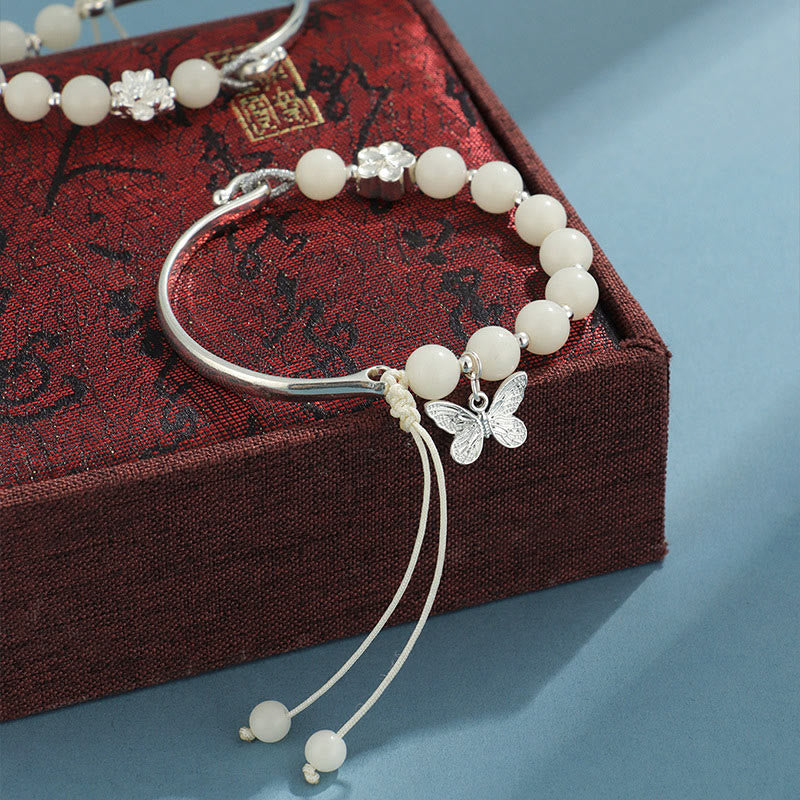 Fortune Jewel Bodhi Seed Butterfly Lotus Luck Wealth Bracelet Bangle