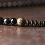 Fortune Jewel Rainbow Obsidian Ebony Wood Copper Positive Multilayer Bracelet
