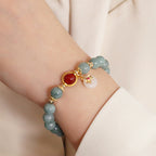 Fortune Jewel Natural Jade Red Agate Pearl Bow Tie Luck Bracelet