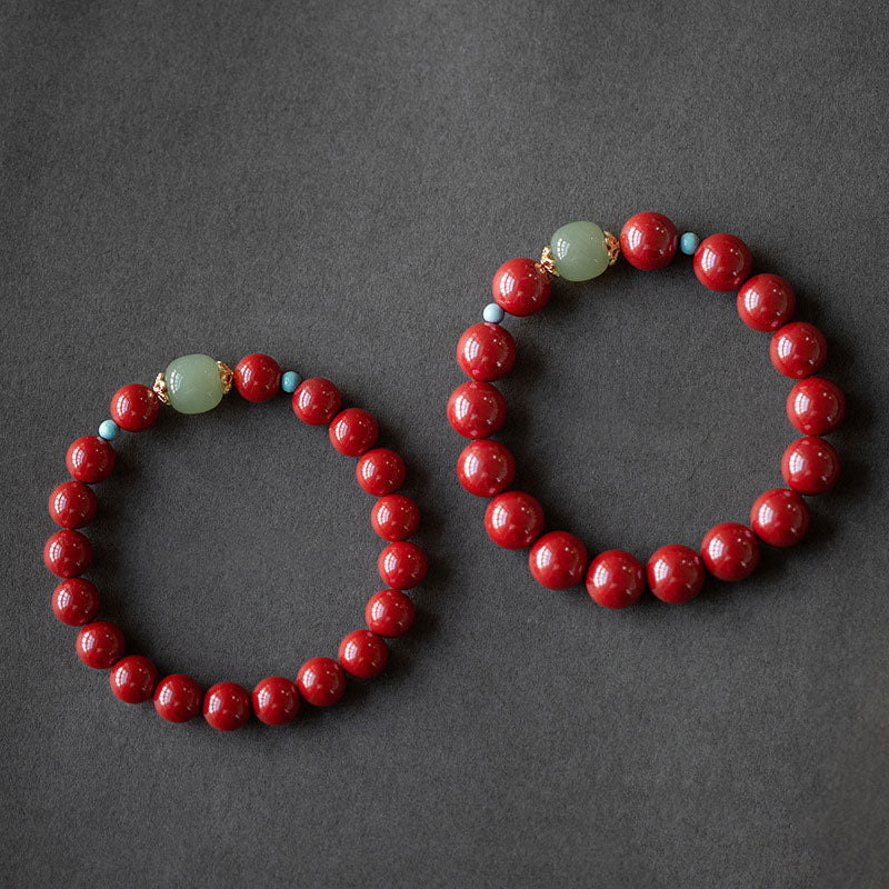 Fortune Jewel Cinnabar Green Aventurine Fortune Luck Bracelet