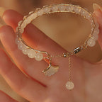 Fortune Jewel Ginkgo Leaf Jade Bead Luck Bracelet