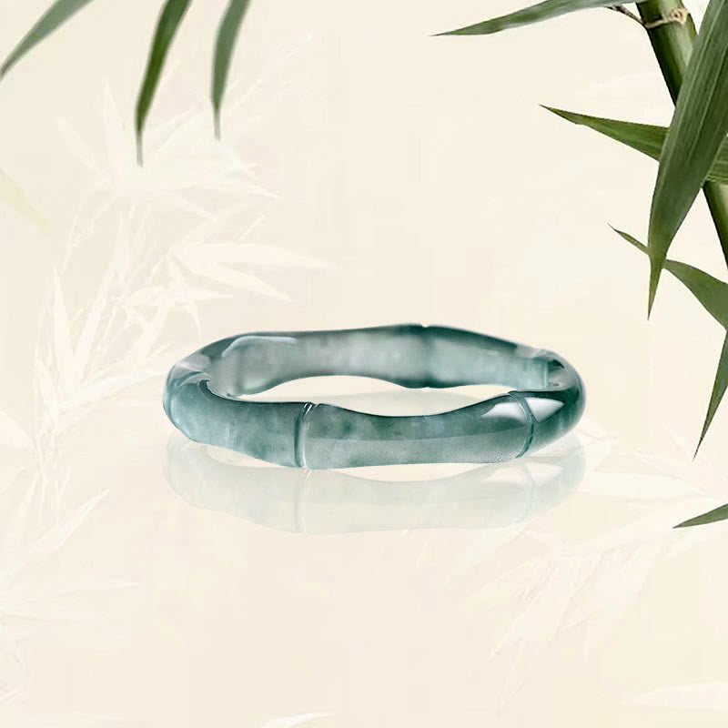 Fortune Jewel Natural Jade Bamboo Prosperity Abundance Ring