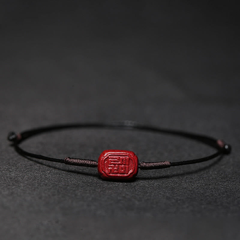 Fortune Jewel Handmade Plum Blossom Four Leaf Clover PiXiu Lotus Koi Fish Cinnabar Blessing Braid Bracelet