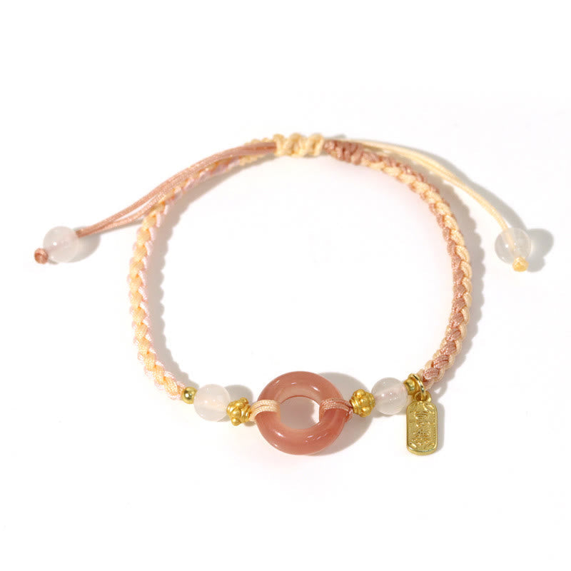 Fortune Jewel Peace And Joy Agate Peace Buckle Auspicious Handmade Braided Bracelet