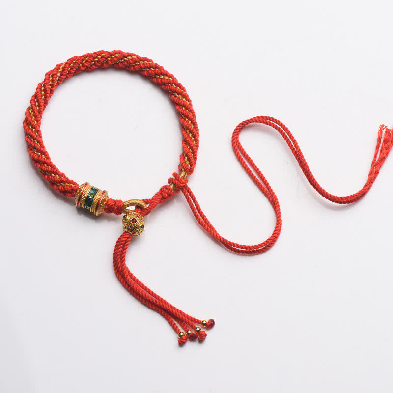 Fortune Jewel Tibetan Handmade Luck Prayer Wheel Bead Charm Weave Colorful String Bracelet