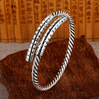 Fortune Jewel Retro Heart Sutra Twisted Design Pattern Balance Bracelet Bangle