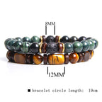 Fortune Jewel 2PCS Healing Crystal Emperor Stone Tiger Eye Bead Bracelet