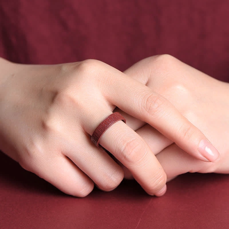 Fortune Jewel Cinnabar Om Mani Padme Hum Auspicious Clouds Blessing Ring