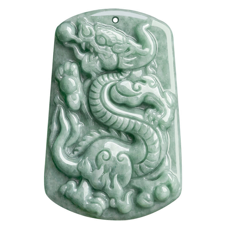 Fortune Jewel Year of the Dragon Chinese Zodiac Dragon Jade Success Amulet Necklace Pendant