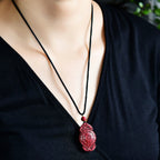 Fortune Jewel Laughing Buddha Yin Yang Chinese Zodiac Gourd Natural Cinnabar Blessing Necklace Pendant