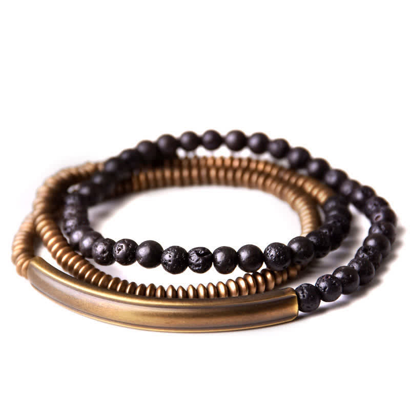 Fortune Jewel Vintage Lava Rock Copper Support Bracelet