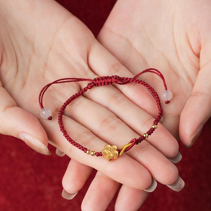 Fortune Jewel Handmade 925 Sterling Silver Cherry Blossoms Sakura Chalcedony Luck Bracelet
