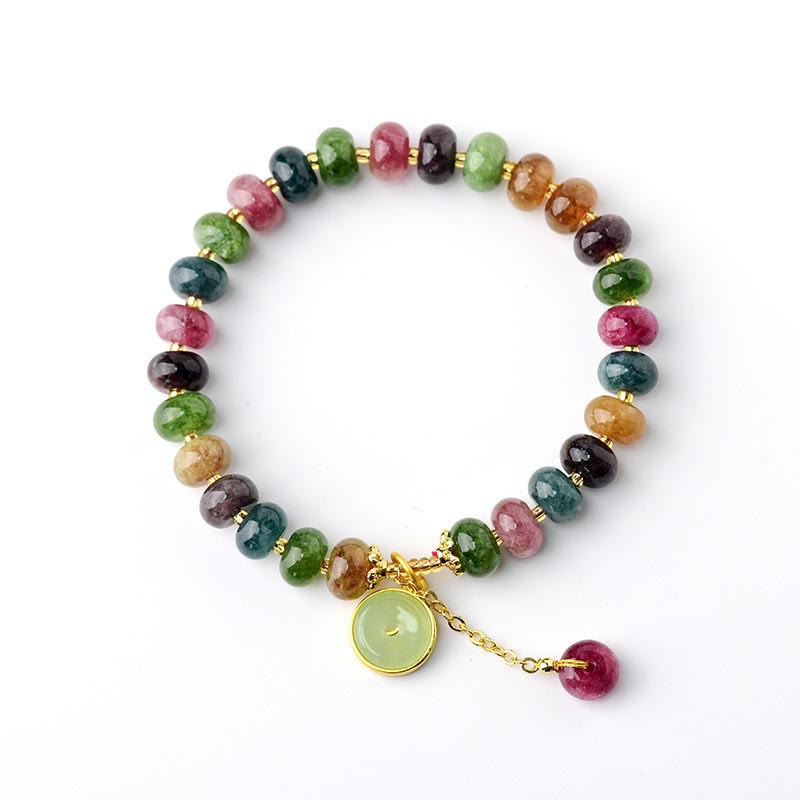 Fortune Jewel Colorful Tourmaline Cute Flower Rabbit Charm Love Bracelet