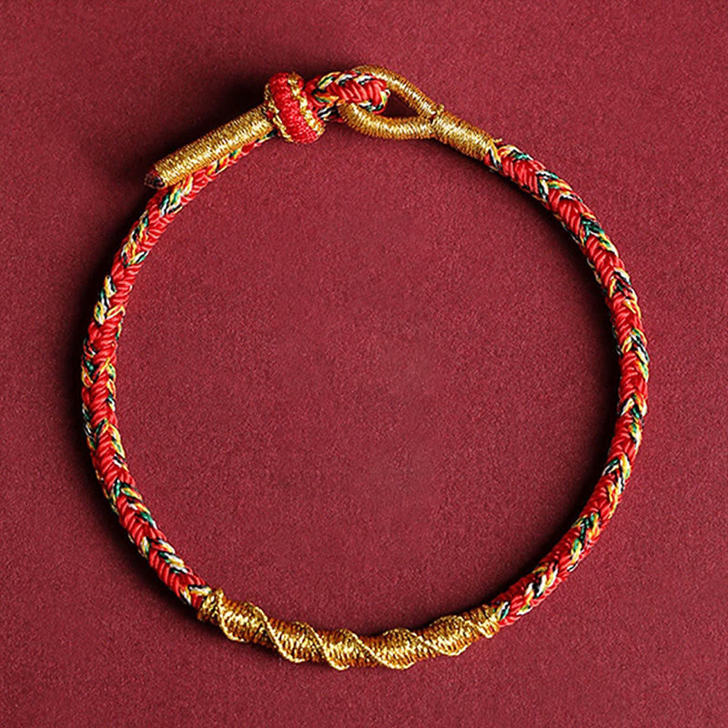 Fortune Jewel Handmade Chinese Zodiac Natal Buddha Protection Strength Braided String Bracelet