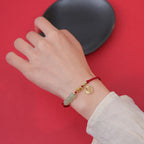 Fortune Jewel Handcrafted Jade Bead Fu Character Charm Luck Red Rope Bracelet