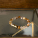 Fortune Jewel White Crystal Red Hematoid Quartz Gold Rutilated Quartz Purple Phantom Protection Bracelet