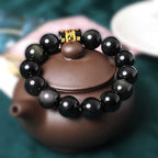 Fortune Jewel Rainbow Obsidian Om Mani Padme Hum Swastika Positive Bracelet