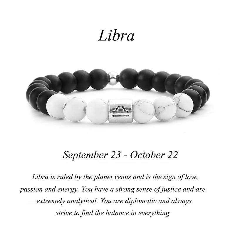 Fortune Jewel 12 Constellations of the Zodiac Natural Frosted Stone White Turquoise Bead Fortune Bracelet