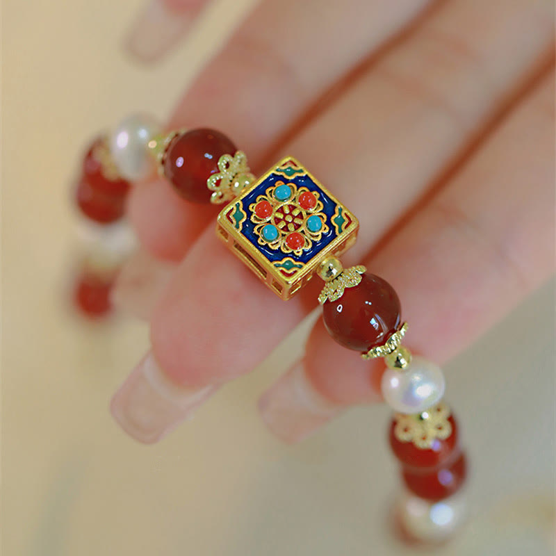 Fortune Jewel Red Agate Pearl Confidence Self-acceptance Bracelet