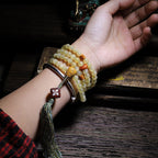 Fortune Jewel 108 Mala Beads Tibet Sheep Horn Amber Luck Bracelet