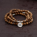 Fortune Jewel Tibetan Lightning Strike Wood Bracelet Lotus Buddha Mala