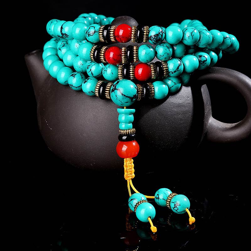 Fortune Jewel Tibetan Turquoise Healing Mala Bracelet