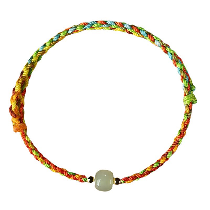 Fortune Jewel Colorful Rope Luck Jade Bead Abundance Bracelet