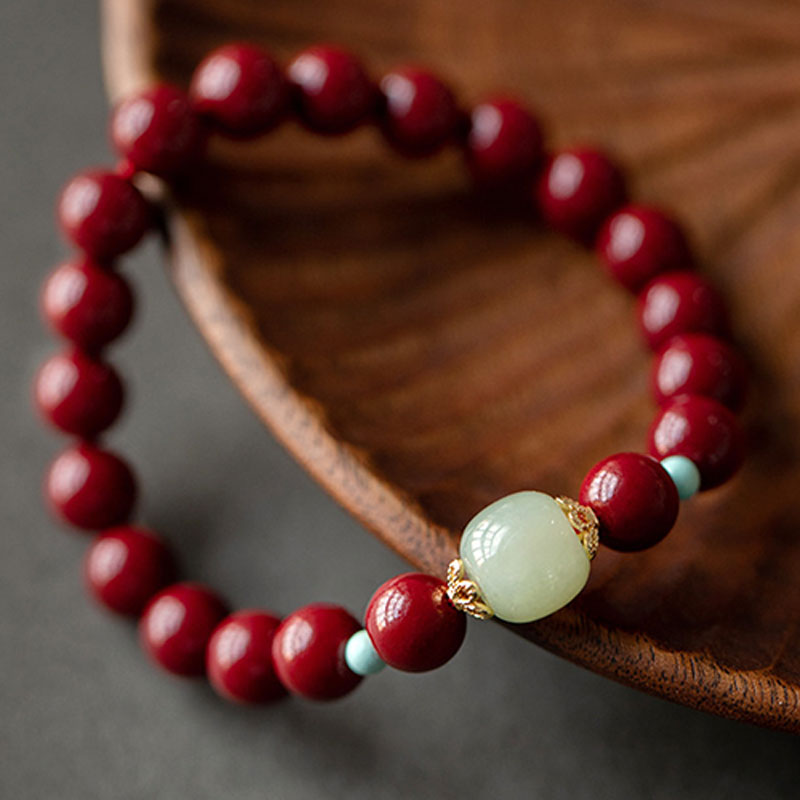 Fortune Jewel Cinnabar Green Aventurine Fortune Luck Bracelet