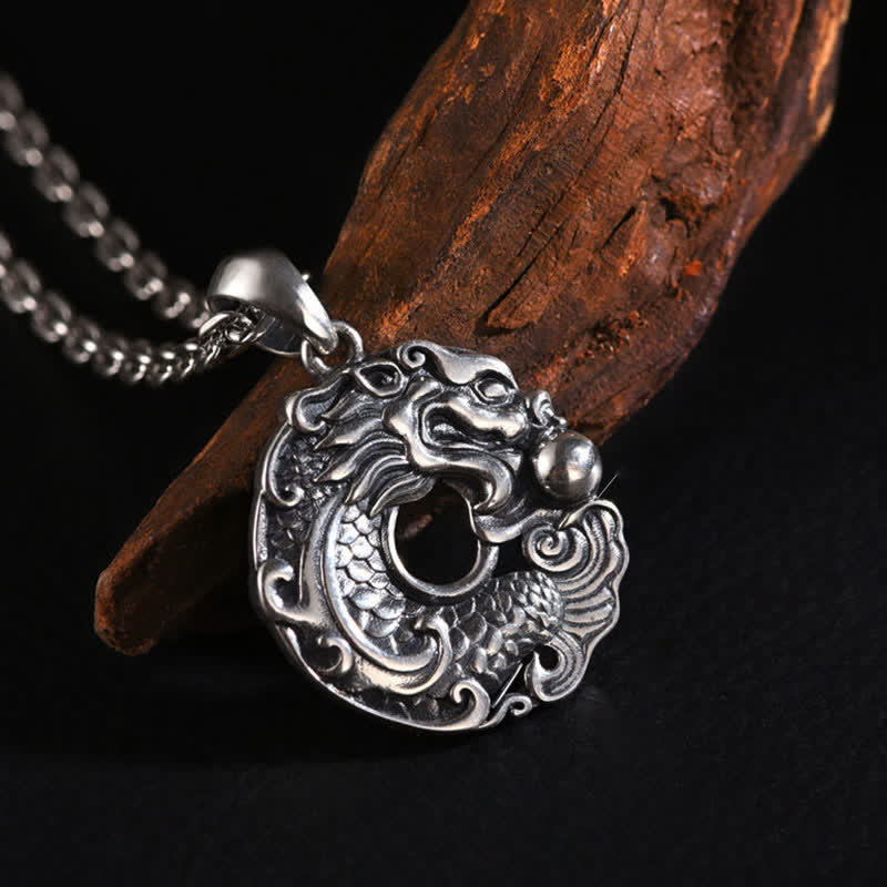 Fortune Jewel Koi Fish Dragon Peace Buckle Wealth Necklace Pendant Fortune Jewel