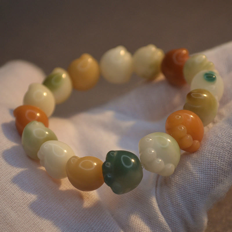 Fortune Jewel Multilayered Bodhi Seed Cute Cat Paw Calm Harmony Bracelet