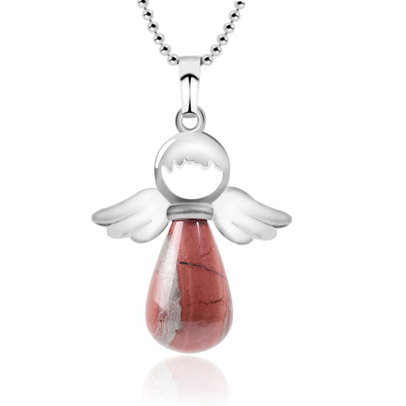 Fortune Jewel Little Angel Wings Natural Crystal Luck Necklace Pendant