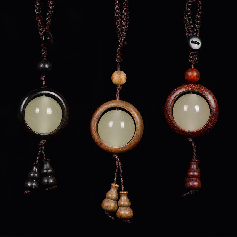 Fortune Jewel Red Sandalwood Ebony Wood Green Sandalwood Luminous Lucky Bead Gourd Peace Key Chain