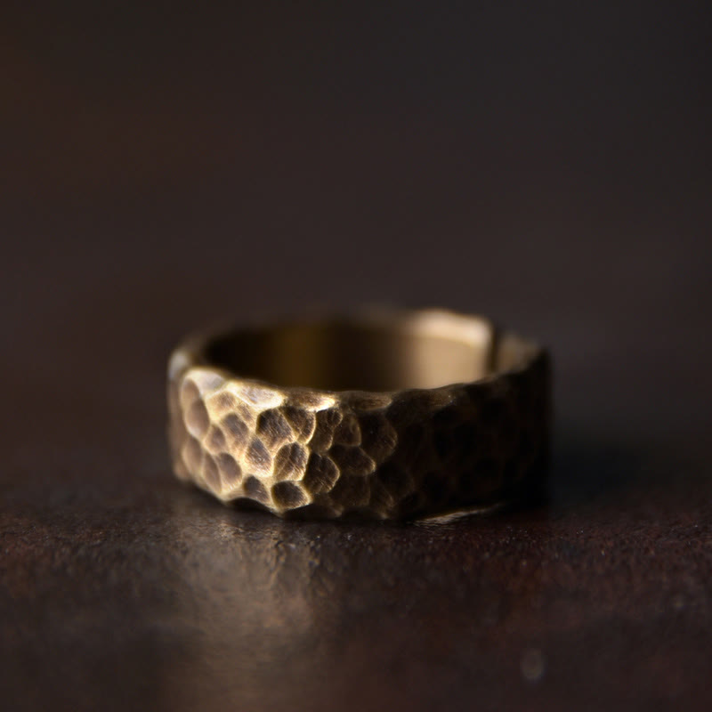 Fortune Jewel Tibetan Bump Texture Design Copper Brass Luck Ring