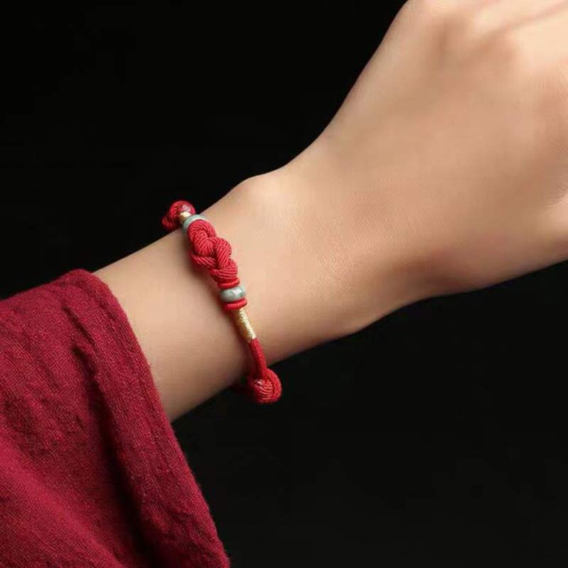 Fortune Jewel Red String Jade Luck Fortune Knot Braided Couple Bracelet