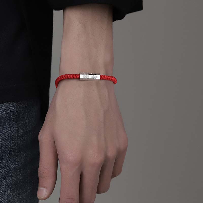 Fortune Jewel 925 Sterling Silver Letter Engraving Blessing String Bracelet