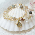 Fortune Jewel Rose Quartz Elephant Healing Energy Charm Bracelet