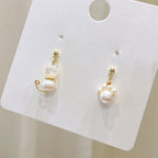 Fortune Jewel Cute Cat Paw Pearl Wisdom Stud Drop Earrings