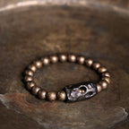 Fortune Jewel Tibet Ebony Wood Copper Peace Balance Beaded Bracelet