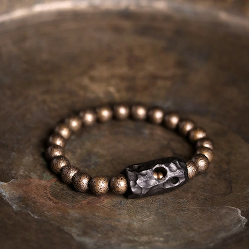 Fortune Jewel Tibet Ebony Wood Copper Peace Balance Beaded Bracelet